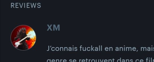 screenshot of the start of a letterboxd review by XM: j'connair fuckall en anime,