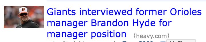 "Giants interviewed former Orioles manager Brandon Hyde for manager position"