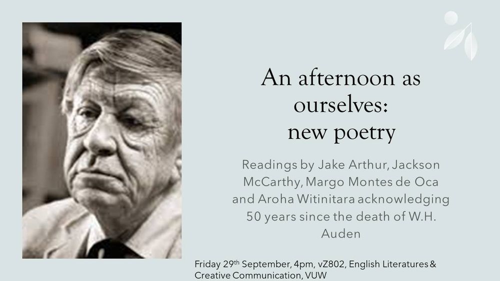 A photograph of the poet W. H. Auden accompanying the same information that is in the post