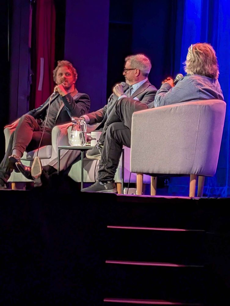Larry, Paul & Richard Herring on stage at the Leicester Square Theatre, recording #RHLSTP