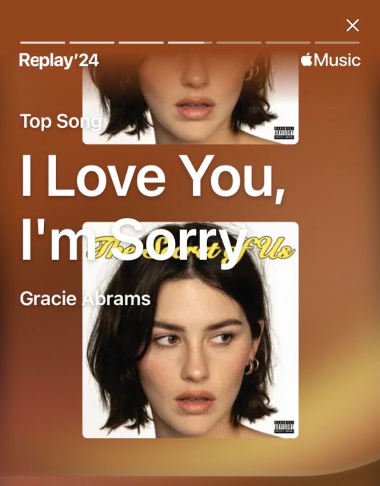 “I love you, I’m sorry” by Gracie Abrams is my top song this year