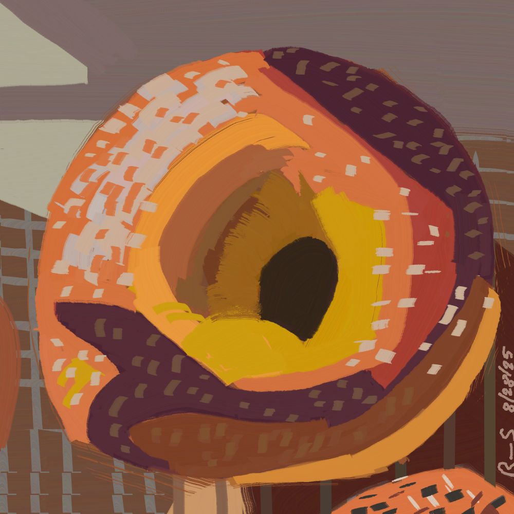 A digital painting or a bagel I baked. Done in HeavyPaint4