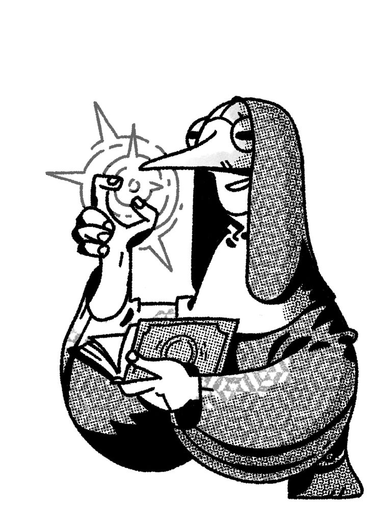 A nun like wizard holding a spellbook and casting a spell. The face is obscured by a birdlike or mosquito-like half-mask