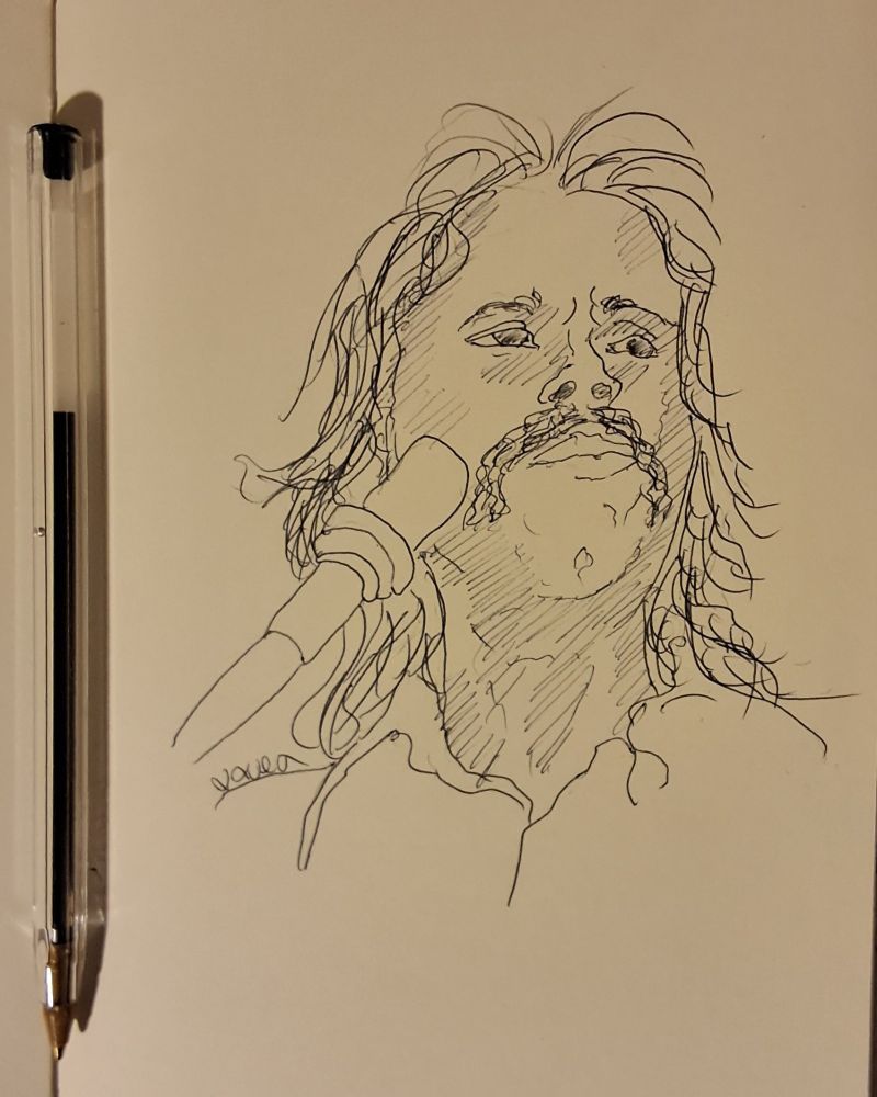 Ballpoint pen portrait of Jesse Colin Young