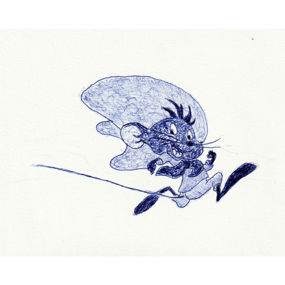 Bic ballpoint pen drawing of speedy gonzales