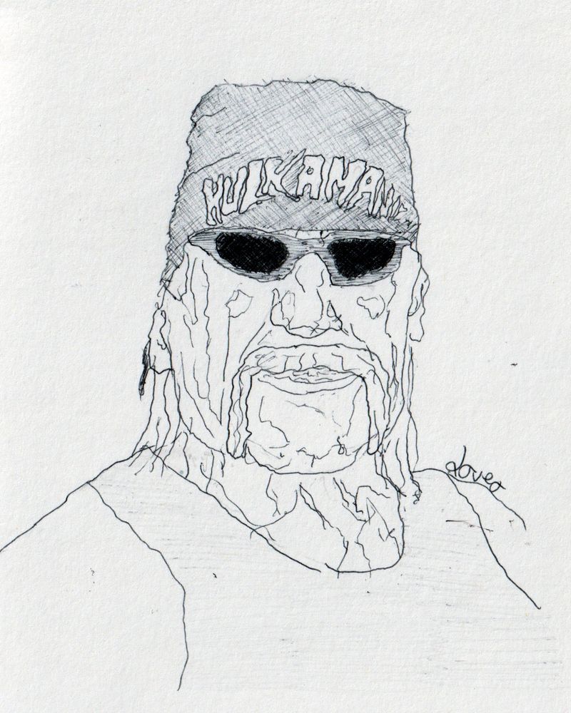 bic ballpoint pen portrait drawing of hulk hogan