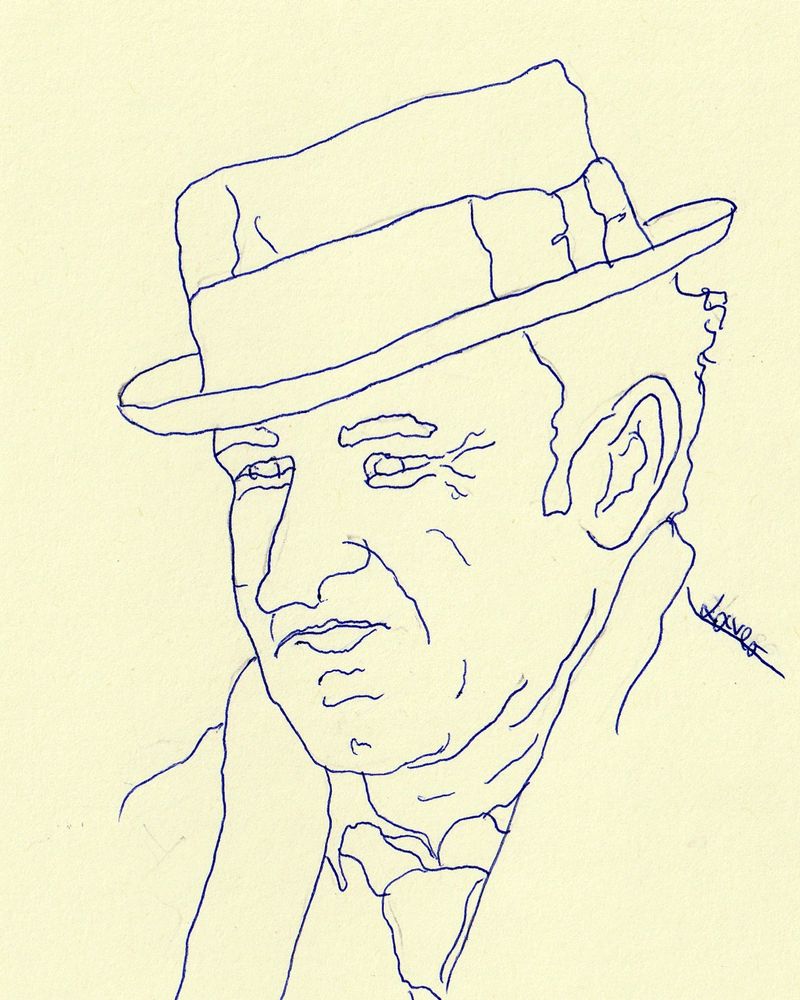 ballpoint pen line drawing of gene hackman