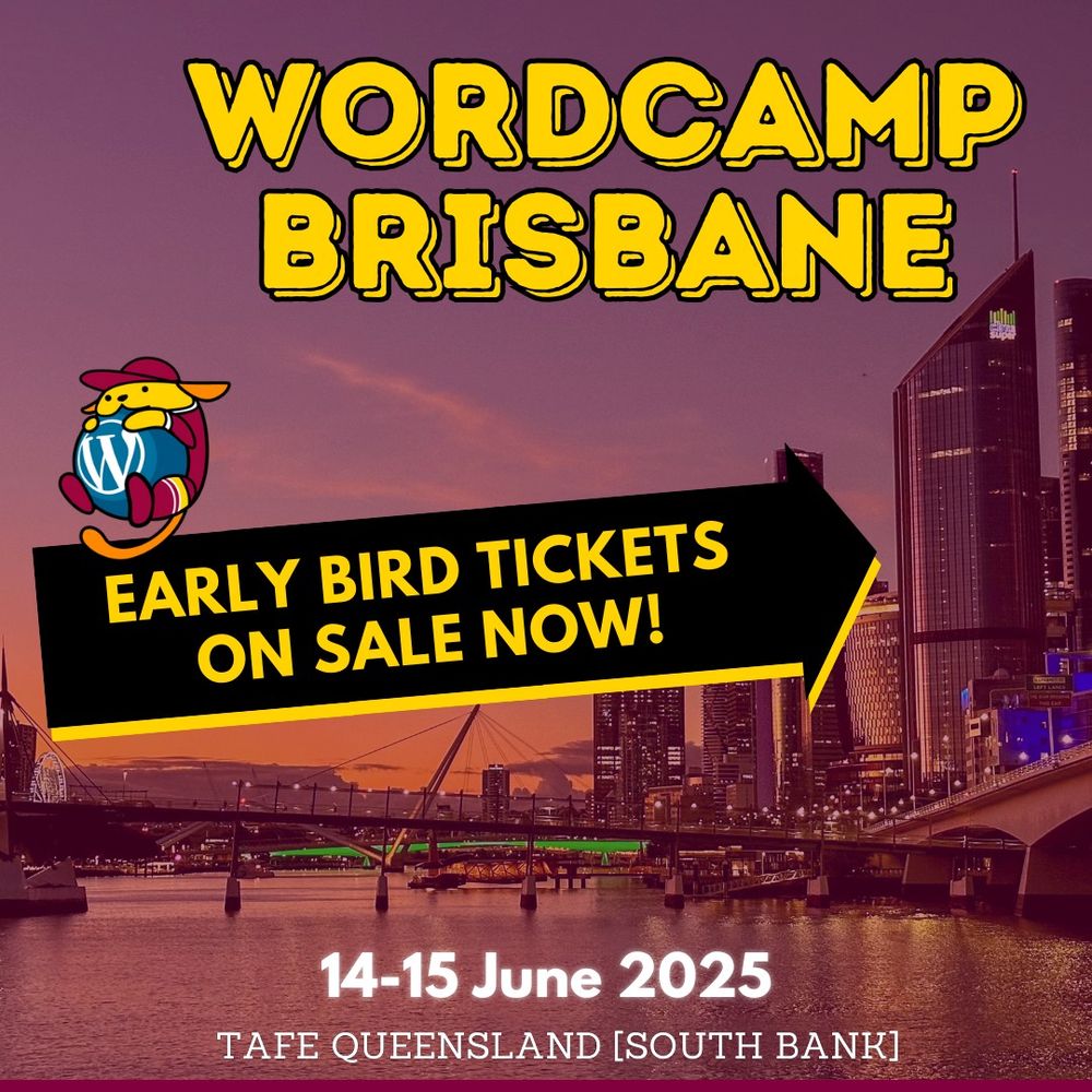 🎟️🎟️🎟️ Following a fantastic meetup yesterday at Brisbane Square Library, we're thrilled to announce that Early Bird tickets for WordCamp Brisbane 2025 are NOW ON SALE!

🎟️🎟️🎟️ Grab your tickets at a special price while you can - this offer won't last long: https://brisbane.wordcamp.org/2025/#tickets