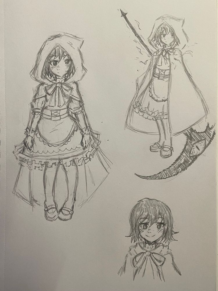 Here are some of the first concept sketches for my version of Little Red Riding Hood. Trust you’ll be seeing more of her in the future. 

(Also if you think she resembles a certain huntress named Ruby it is only your imagination 😭) 
