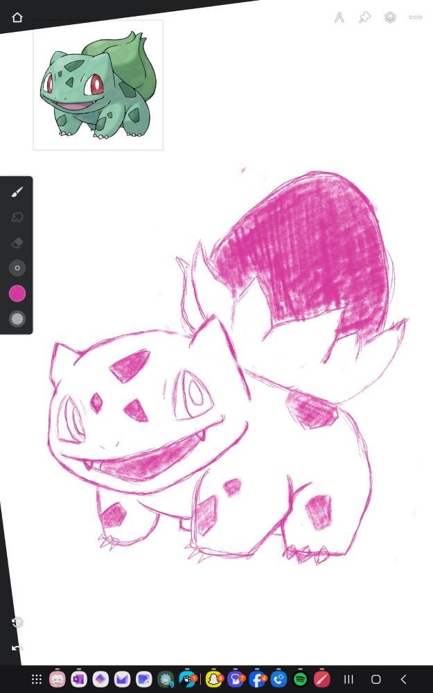 Bulbasaur, but a strawberry. And pink