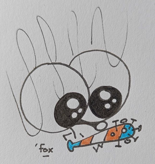 Dessin de 'Fox avec un personnage qui tiens une batte cloutée aux couleurs du drapeau trans