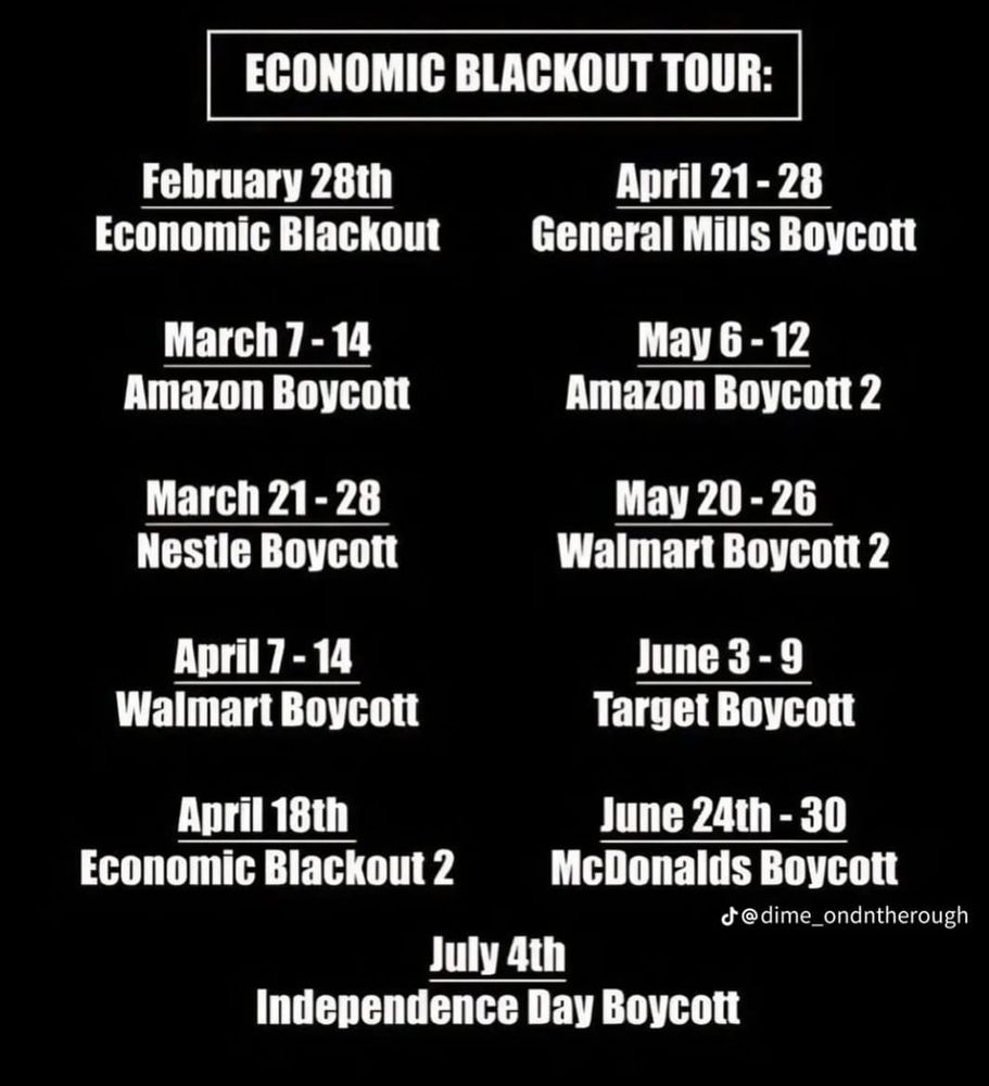 Economic Blackout schedule through July