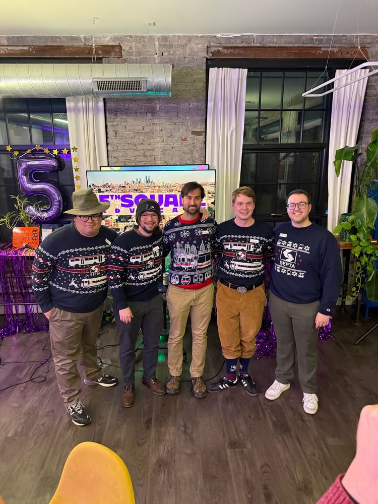 Five people in SEPTA sweaters