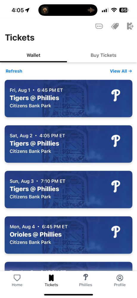 A photo of a list of tickets. 