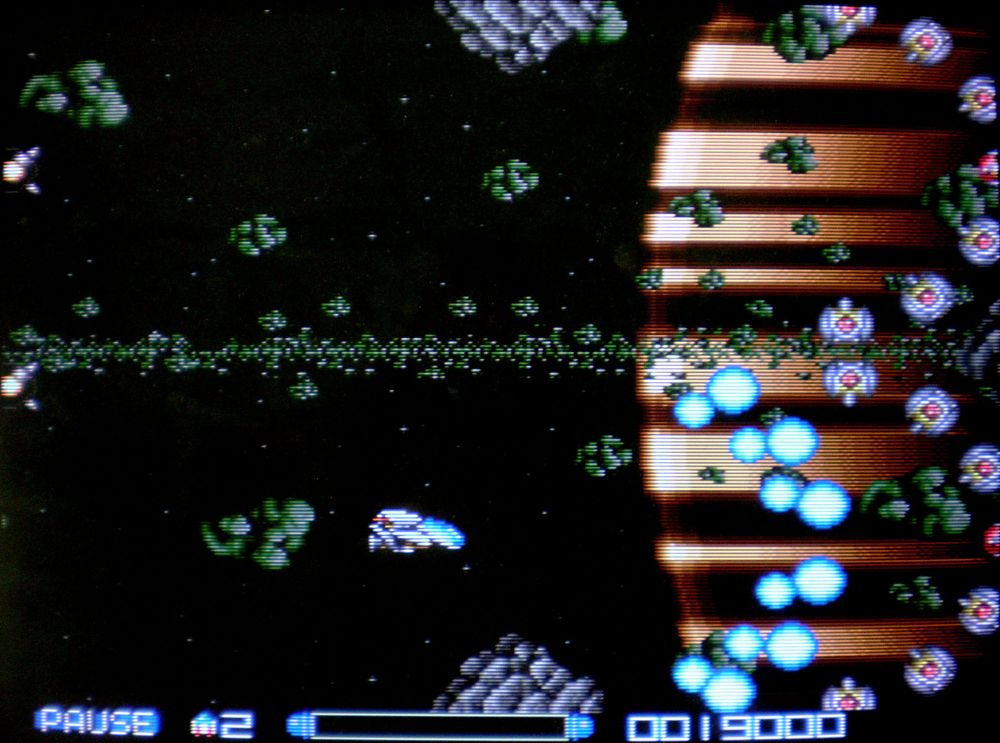 1st stage of Super R-Type, beautiful pixel art in the background