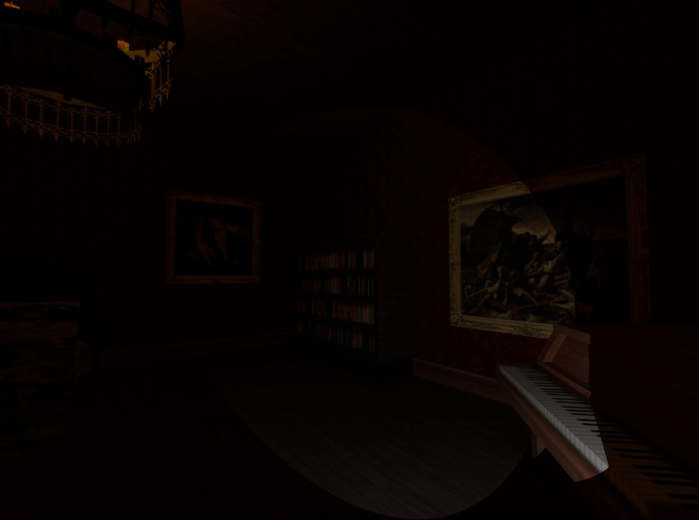 Image d'une pièce de vieux manoir dans le noir