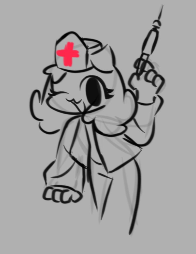 Ralsei wearing his nurse outfit as seen on Chapter 2. He's holding up a syringe, widely smiling.