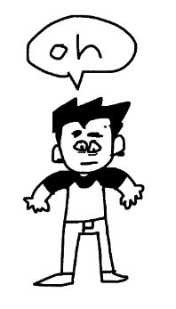 a poorly drawn doodle of myself in MS Paint. My arms are outstretched and my eyes look haggard and tired. A speech bubble above my head says "oh".