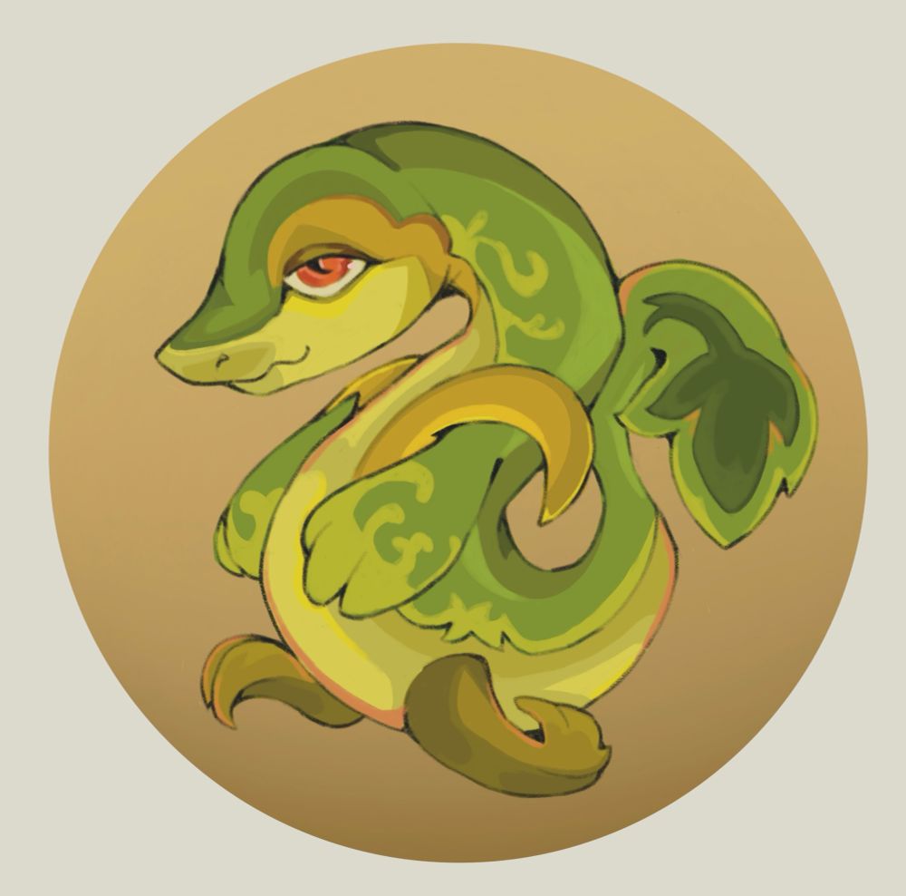 A beautiful grass type pokemon called Snivy - they can grow vines as their have small leaf legs? One of my followers favourite pokemon :)