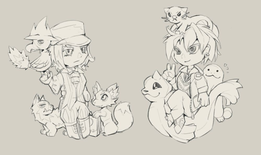 Drawing Pokemon trainers in a cute style similar to how chibi’s look! Sketching a lot recently 😭