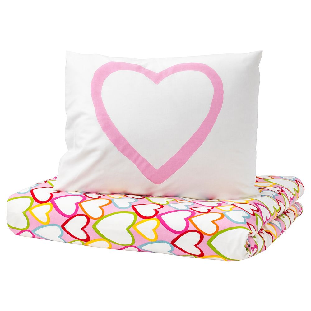 VITAMINER HJÄRTA duvet cover and pillowcase(s), multicolor, Twin - IKEA