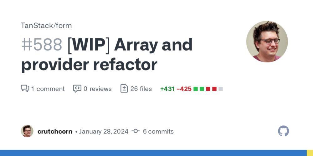 [WIP] Array and provider refactor by crutchcorn · Pull Request #588 · TanStack/form