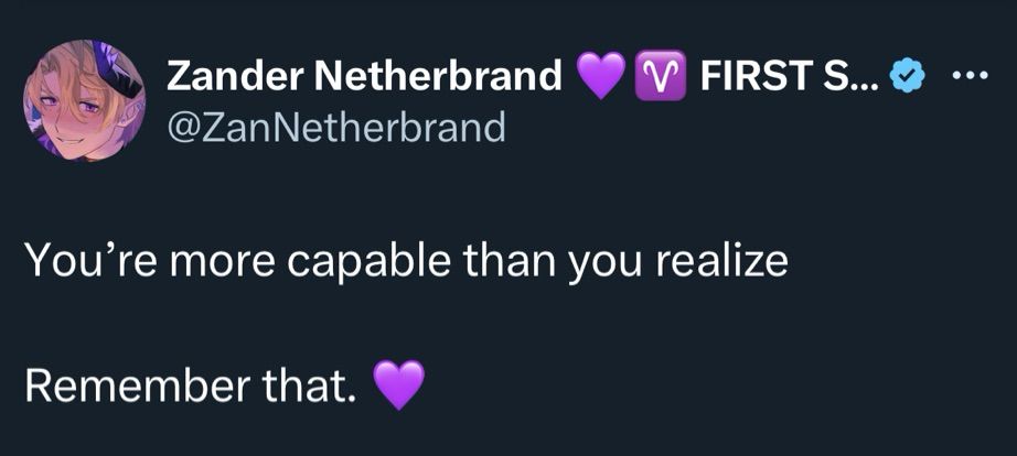 Zander Netherbrand 💜♈️ FIRST STAGE PRODUCTION EN
“You’re more capable than you realize

Remember that. 💜”