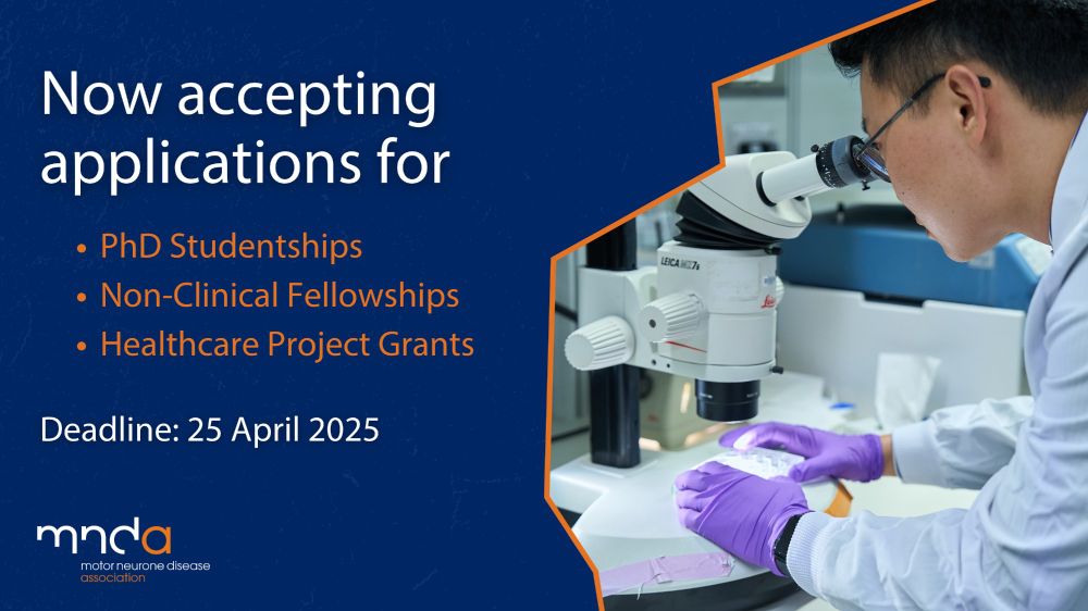 Text reads: now accepting applications for PhD studentships, Non-clinical fellowships and healthcare project grants. Deadline: 25th April 2025