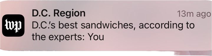 Alert from WaPo: DC’s best sandwiches, according to the experts. 