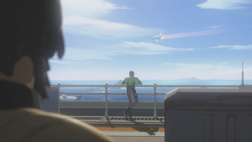 Kazuda Xiono on The Colossus refueling station from Star Wars Resistance