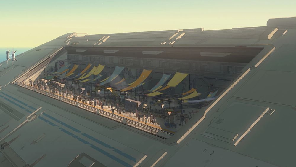 The Colossus refueling station's marketplace from Star Wars Resistance