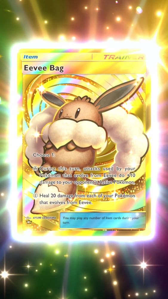 gold eevee bag card