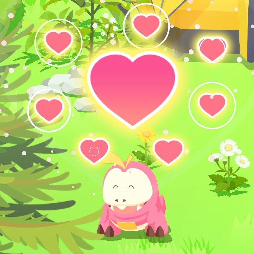 shiny fuecoco in pokémon sleep with hearts above its head