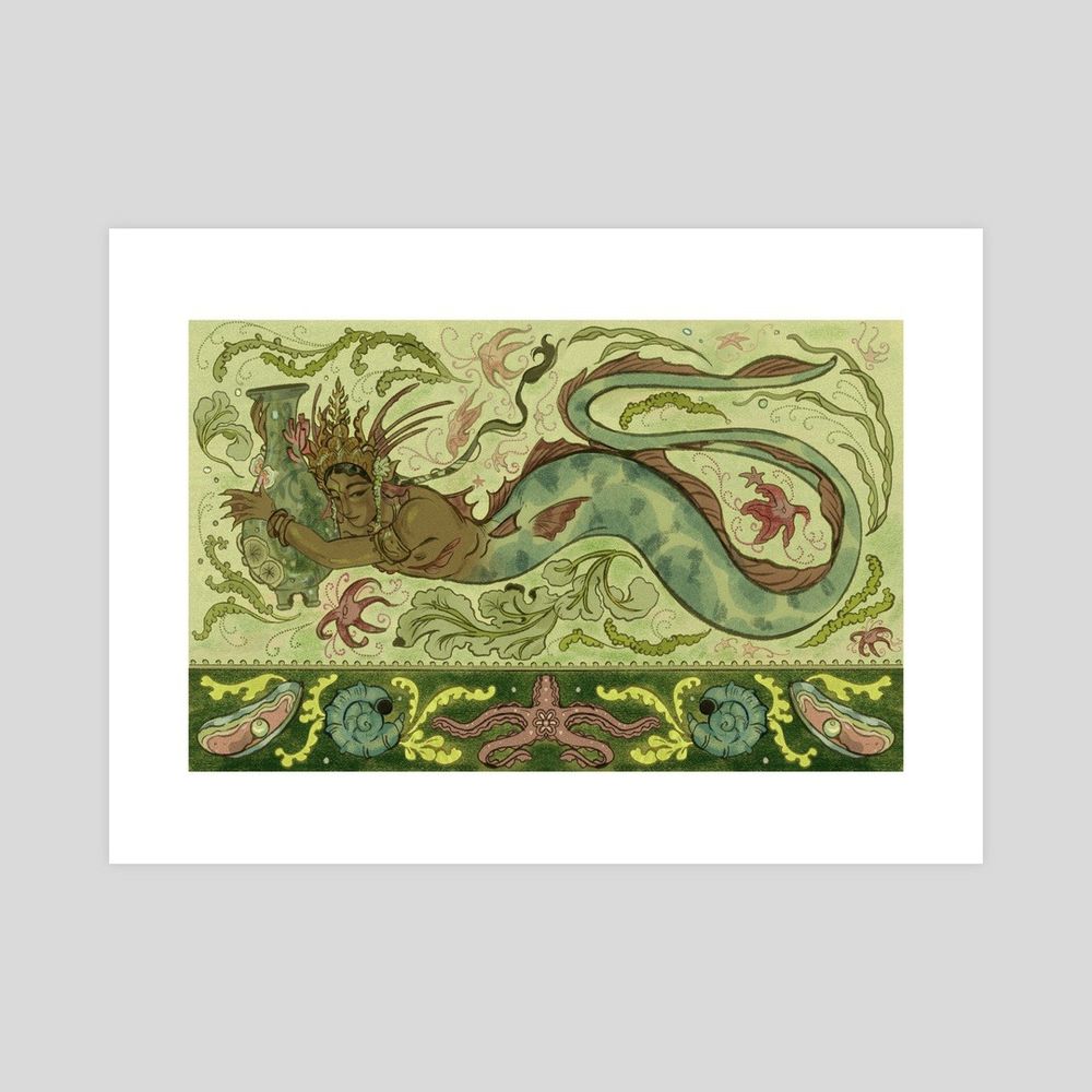 Print of an oarfish merboy