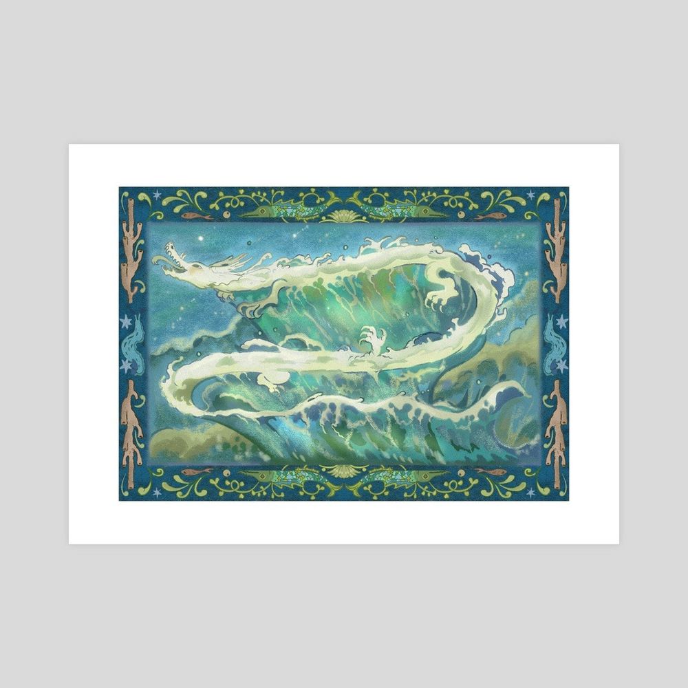 Print of my seafoam dragon art