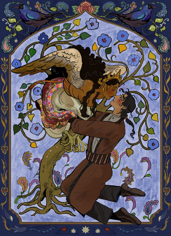 A kinnara carried by her lover