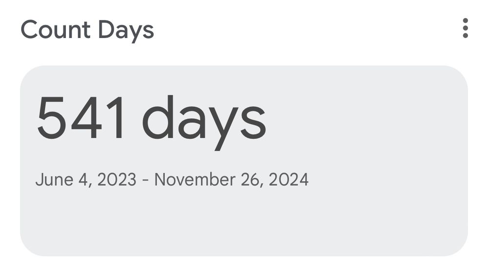 A screenshot from Google counting the number of days (541) between June 4, 2023 - November 26, 2024.