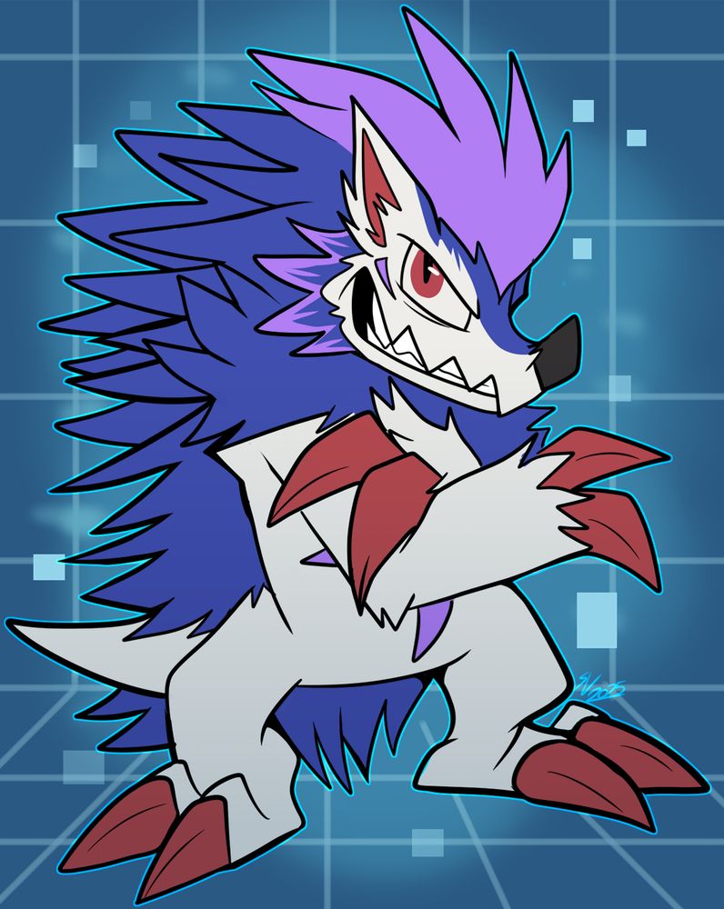 A Herissmon colored like Rasenmon Fury Mode
