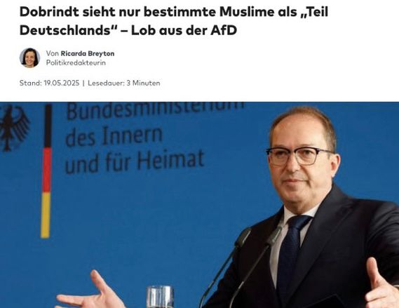 Zeitungsbericht: „Dobrindt sieht nur bestimmte Muslime als „Teil
Deutschlands" - Lob aus der AfD“