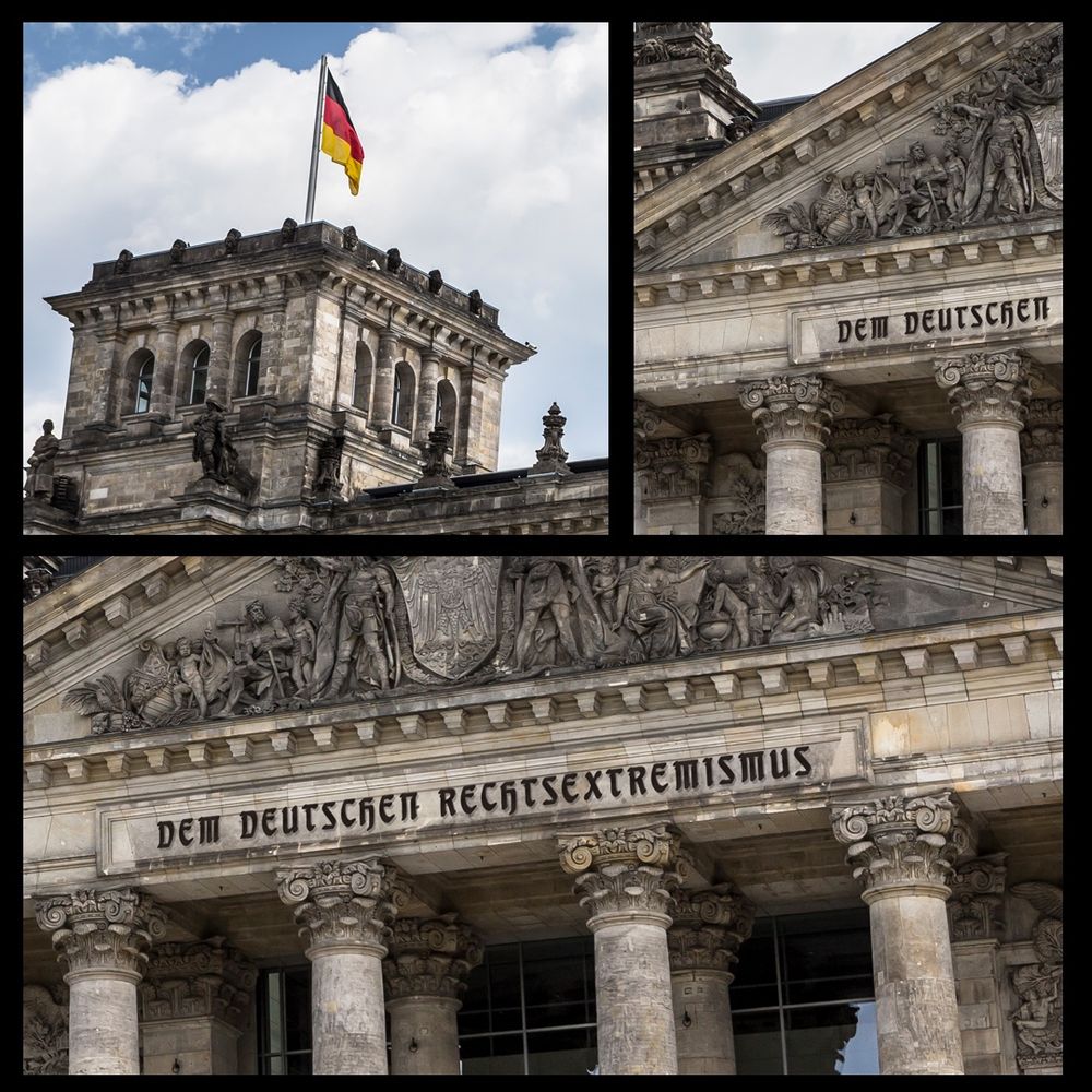 Auf dem Bundestag steht statt "Dem deutschen Volke" – "Dem deutschen Rechtsextremismus"?