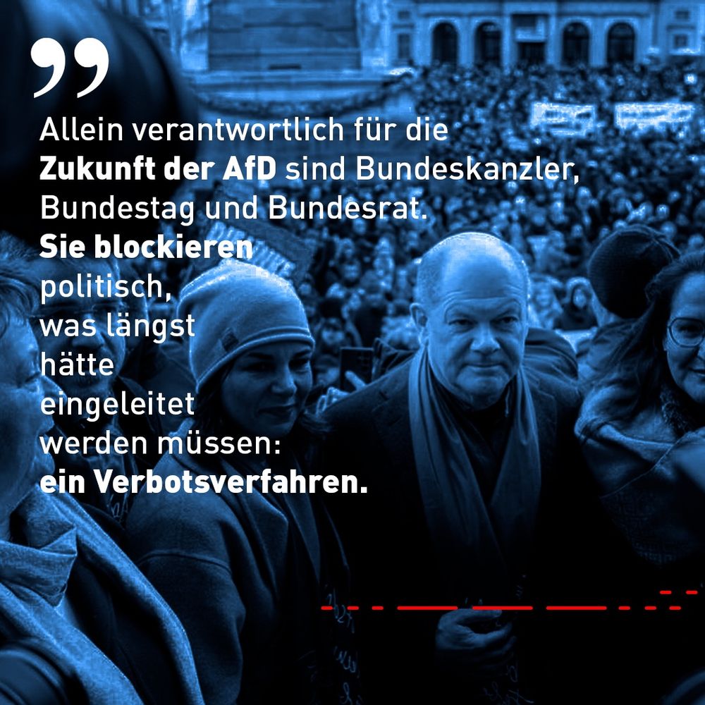 Allein verantwortlich für die Zukunft der AfD sind: Bundeskanzler, Bundestag und Bundesrat. Sie blockieren politisch, was längst hätte eingeleitet werden müssen: das Verbotsverfahren.