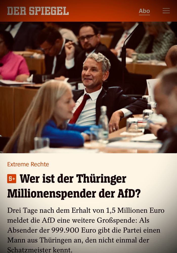 Der Spiegel meldet: weitere fast Millionen Spende für die AfD!