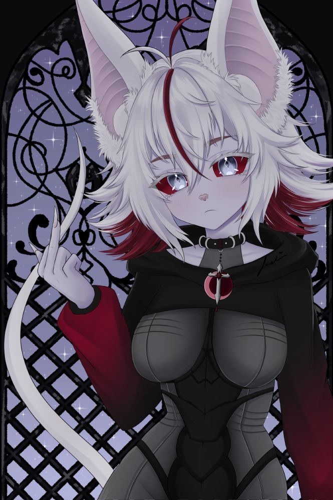 Vampire Bat Oc commission with middle finger up