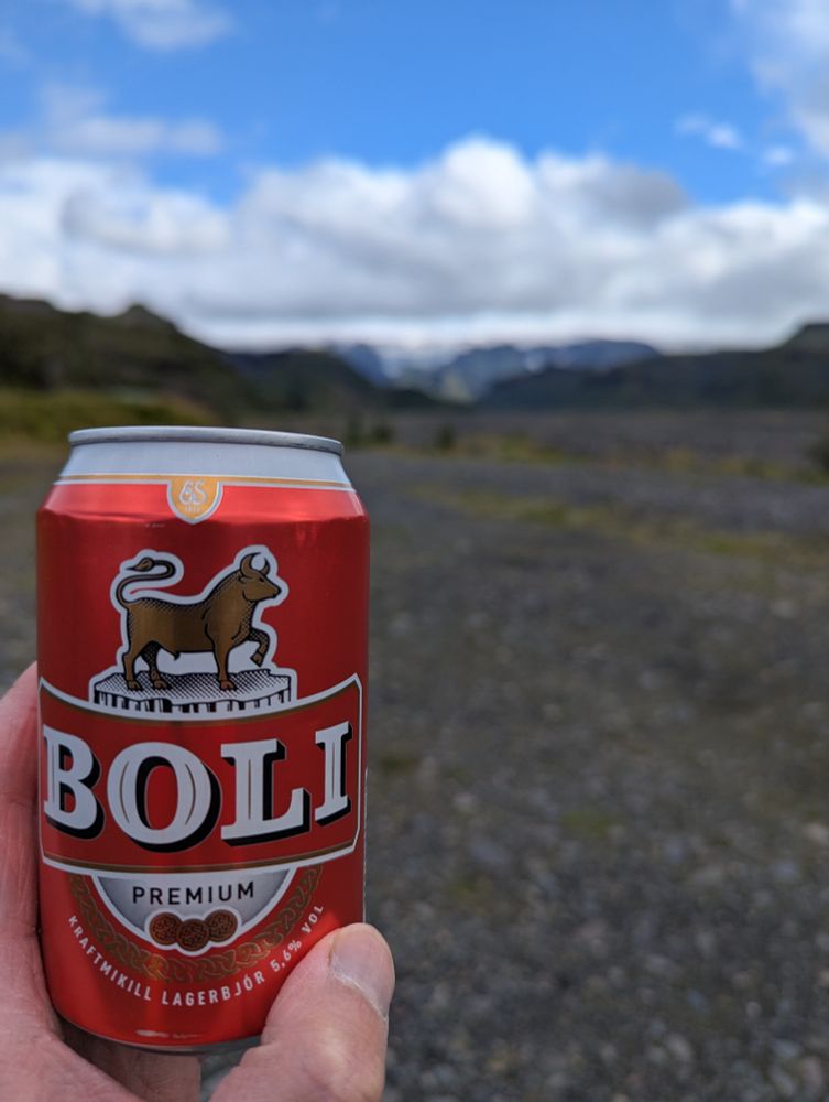 Can of beer in the mountains 