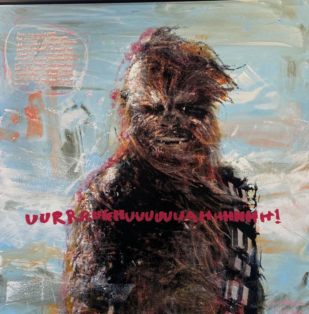 When Wookie meets Yeti. Painting by Christian Nicolson.
