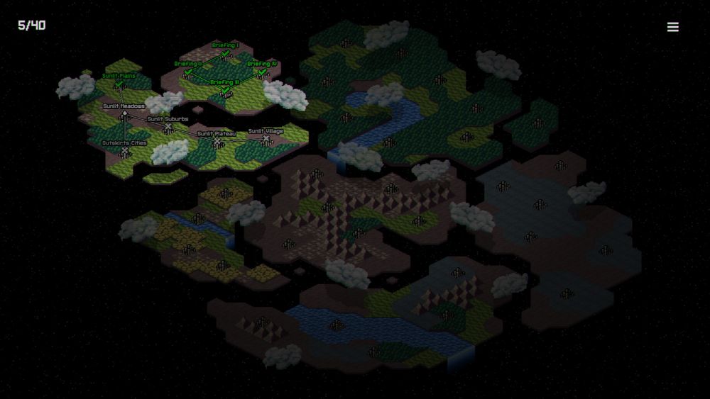 isometric pixel art retro world map on a dark space backgrounds with different biomes and clouds