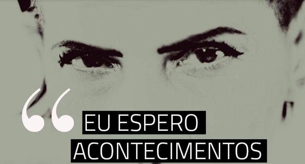 olhos de marina lima em preto e branco
texto: "eu espero acontecimentos