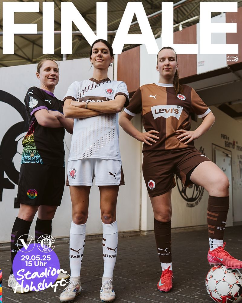 Grafik mit drei Spielerinnen vom FCSP. Viktoria Hamburg gegen FC St.Pauli
am 29.05.25, 15 Uhr im Stadion Hoheluft

