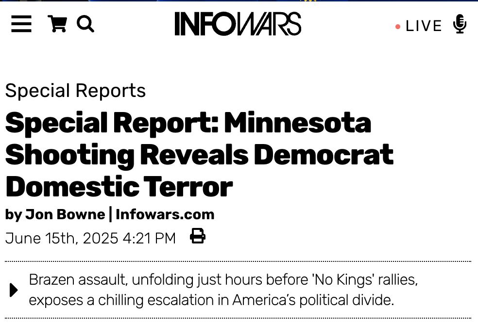 InfoWars Special Report: Minnesota Shooting Reveals Democrat Domestic Terror