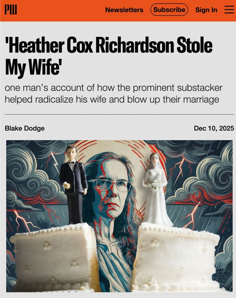 An article titled "Heather Cox Richardson Stole My Wife"